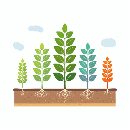An illustration depicting the life cycle of plants, from a tiny sprout to a mature specimen.のイラスト素材