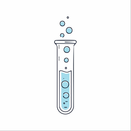 A simple, clean illustration of a chemical reaction in a laboratory test tube.のイラスト素材