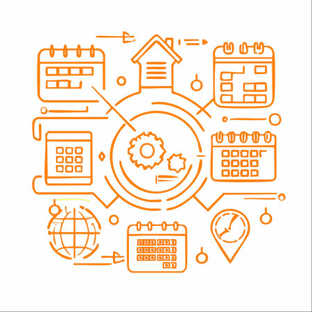 A conceptual illustration showcasing an integrated project management system.のイラスト素材