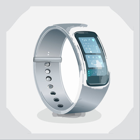 A sleek, modern fitness tracker displays vital health metrics, representing a commitment to personal wellness and a connected, data-driven lifestyle.のイラスト素材