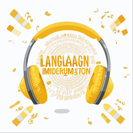 Immerse yourself in the sound of celebration with this vibrant illustration. Bright yellow headphones are the centerpiece of a joyful party, surrounded by floating confetti and streamers.のイラスト素材