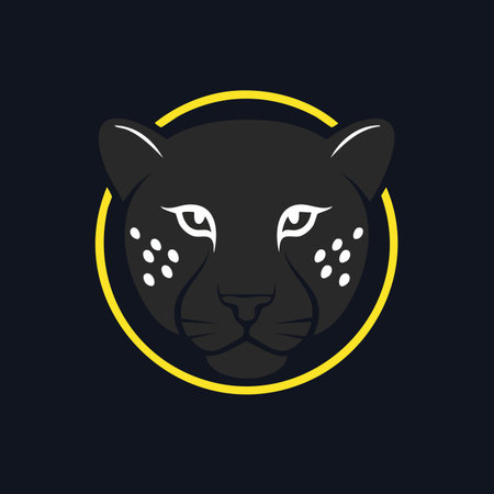 A powerful and sleek cheetah head emblem, captured in a minimalist vector style.のイラスト素材