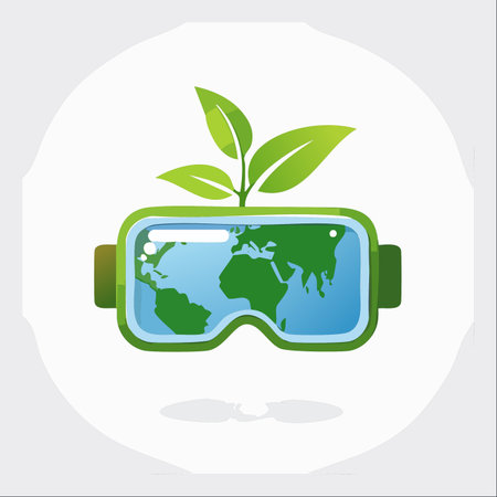 An illustration symbolizing the fusion of advanced virtual reality technology with environmental consciousness.のイラスト素材
