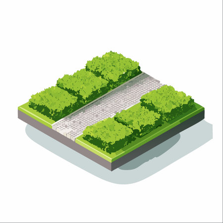 A clean, isometric vector illustration of a park or garden element.のイラスト素材