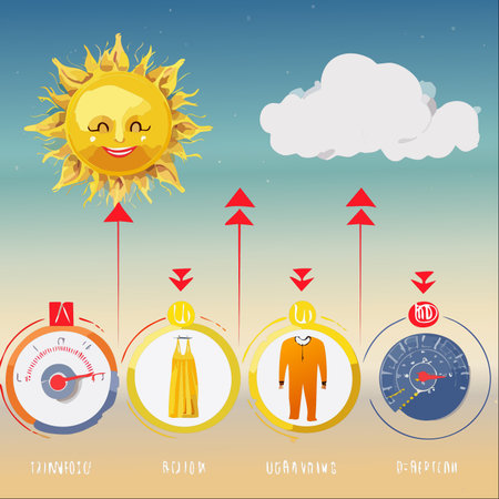 A conceptual infographic illustrating the importance of sun safety and UV protection.のイラスト素材