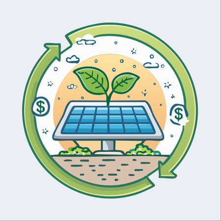 An illustration depicting the positive cycle of investing in renewable energy.のイラスト素材
