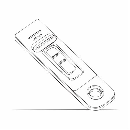 A simple line drawing captures a life-changing moment: a positive pregnancy test showing two distinct lines.のイラスト素材