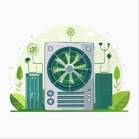 An innovative illustration depicting the harmony between modern technology and nature.のイラスト素材