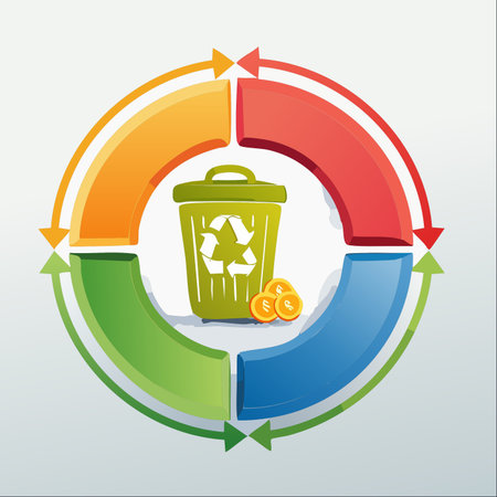 An illustrative concept showing the financial benefits of recycling.のイラスト素材