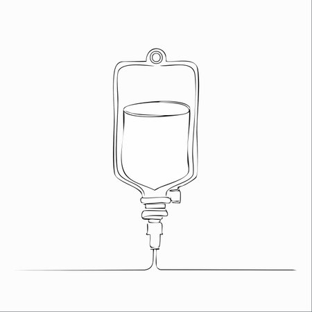 A single, unbroken line forms an IV bag, symbolizing the continuous flow of healing and support.のイラスト素材