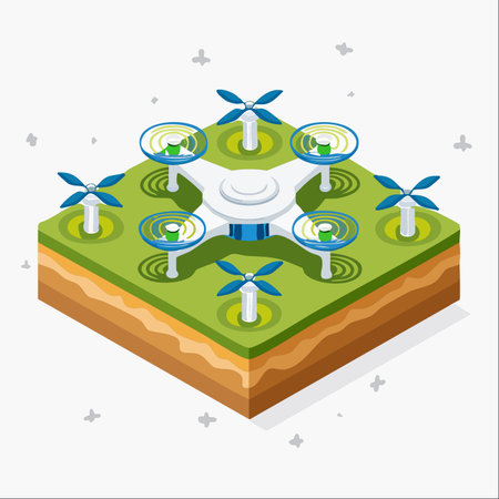 An innovative isometric illustration showcasing a futuristic concept for renewable energy.のイラスト素材