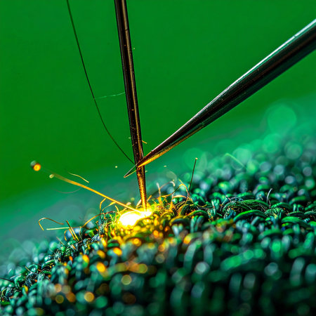 In a brilliant flash of intense heat and light, a precision electrode meticulously joins a fine metal mesh.の素材