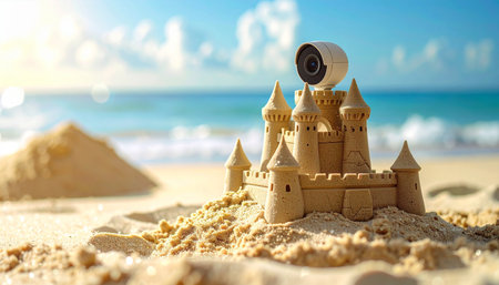 Even on a relaxing summer holiday, security is paramount.の素材