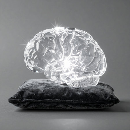 A brilliant, illuminated mind rests on a soft pillow, symbolizing the power of the subconscious at work.の素材