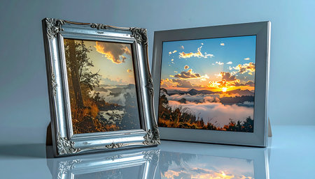 A side-by-side comparison showcasing the evolution of visual art.の素材