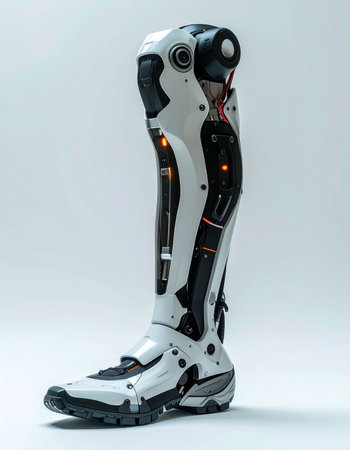 Showcasing the pinnacle of biomedical engineering, this advanced robotic prosthetic leg stands as a symbol of future possibilities.の素材