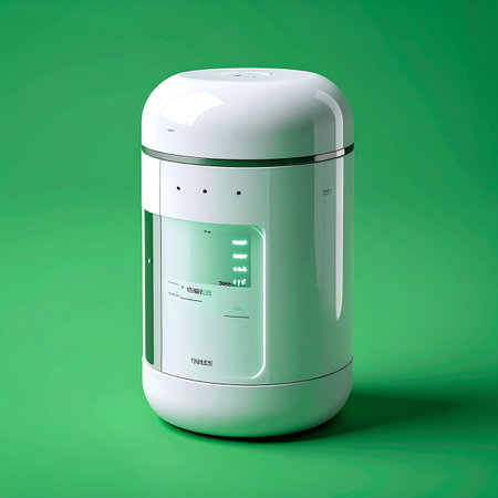 A glimpse into the future of home living, this sleek smart appliance represents the pinnacle of minimalist design and innovative technology.の素材