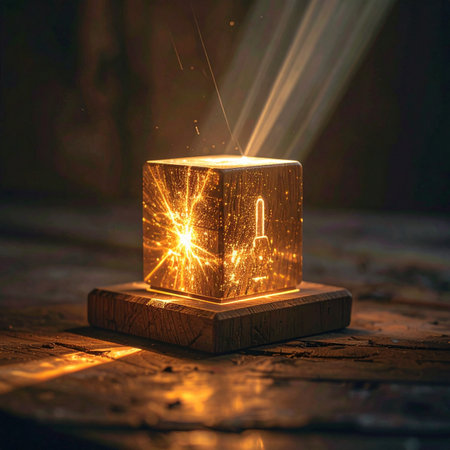 In a dimly lit chamber, an ancient artifact awakens.の素材