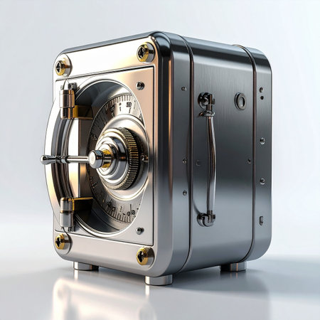 A state-of-the-art metallic safe stands as a symbol of ultimate security and protection.の素材