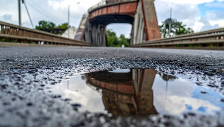 A low-angle, close-up view captures the world from a different perspective.の素材