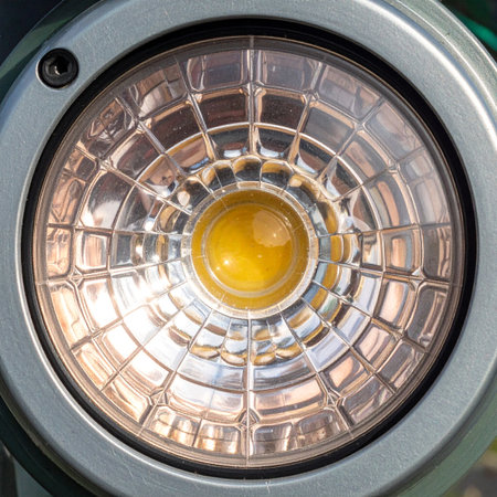 A detailed macro view captures the intricate design of a modern COB LED light.の素材