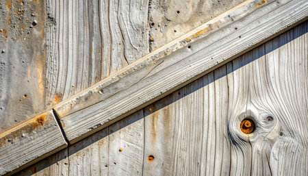 A close-up view captures the intricate story of time etched into a weathered wooden surface.の素材