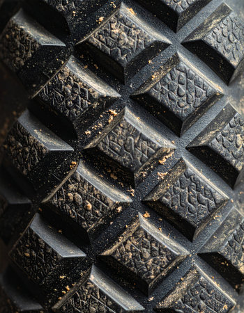 A dramatic macro view captures the intricate, geometric landscape of an artisanal dark chocolate bar.の素材