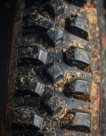 A detailed macro shot captures the aftermath of an exhilarating off-road adventure.の素材