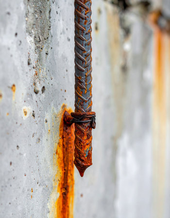 A close-up captures the relentless effect of time and elements on urban structures.の素材