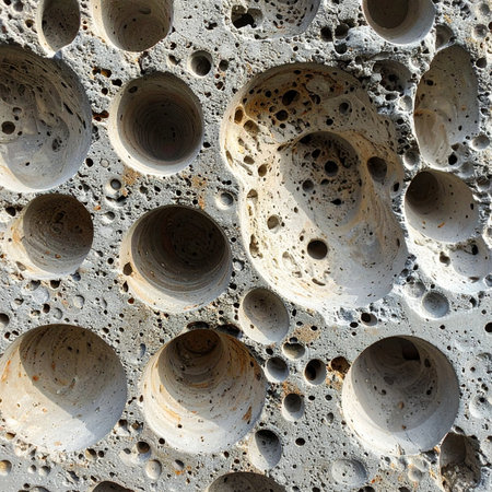 A detailed view of the moon's ancient and battered surface, telling a silent story of cosmic impacts over billions of years.の素材