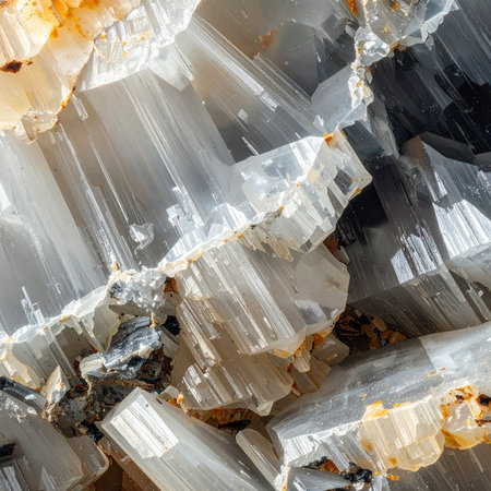 A detailed macro photograph captures the intricate and dangerous beauty of raw asbestos fibers.の素材