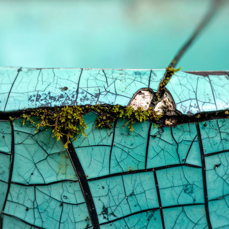 A macro view captures the quiet struggle and beauty of nature's persistence.の素材