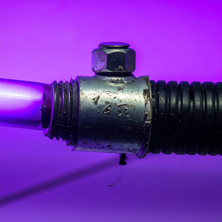 A close-up view of a vital connection point in a complex system.の素材