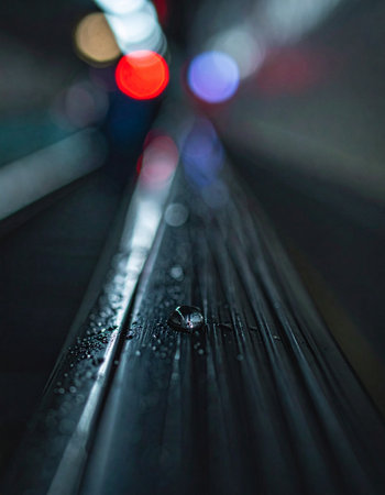 A dynamic, first-person perspective of speeding along metal tracks deep within a city's transit system.の素材