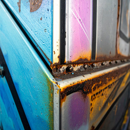 A close-up captures the gritty beauty of urban decay.の素材