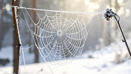 In the quiet stillness of a winter morning, the rising sun illuminates a masterpiece of nature.の素材