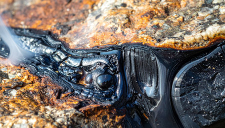 A close-up view captures the destructive process of intense heat applied to a synthetic polymer.の素材