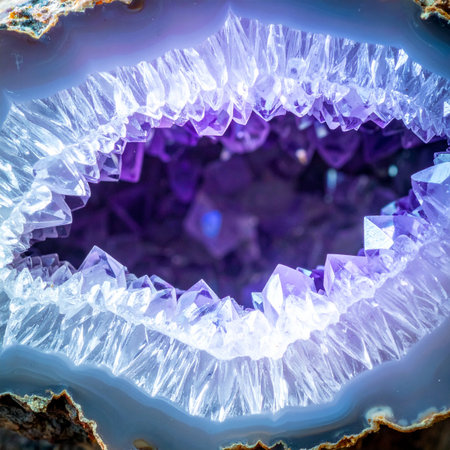 A mesmerizing macro view into the heart of a natural amethyst geode.の素材