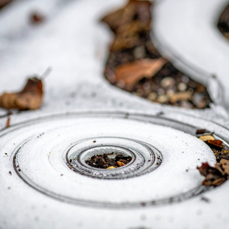A close-up, macro view captures the quiet end of autumn.の素材