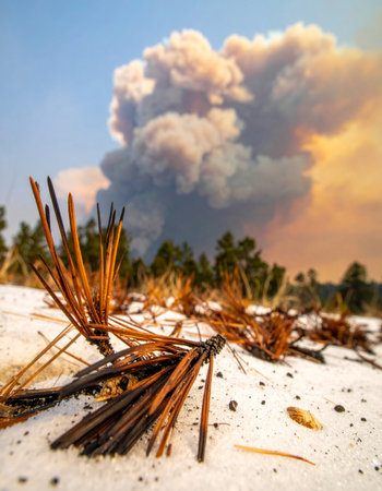 In the wake of a devastating blaze, the scorched earth stands as a stark testament to the fire's power.の素材