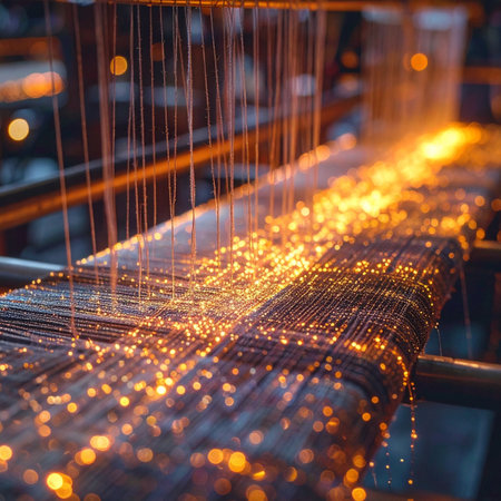 In the heart of a bustling factory, a state-of-the-art machine performs precision welding on steel rods.の素材