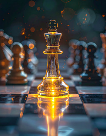 In a world of strategic moves and calculated risks, the leader stands alone, illuminated by vision and purpose.の素材