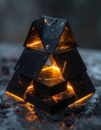 From a strong foundation, a precarious structure is built, each piece carefully placed.の素材