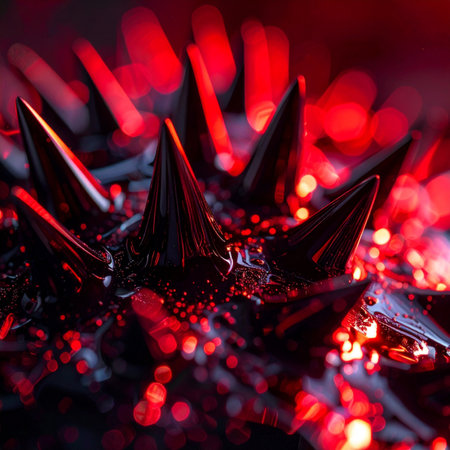 A mesmerizing macro view of a ferrofluid sculpture reacting to a magnetic field.の素材