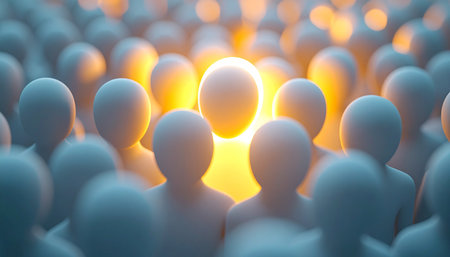 In a vast sea of conformity, one individual shines with a brilliant inner light.の素材