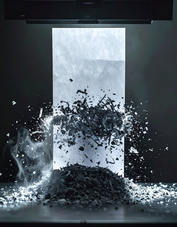 In a dramatic display of raw industrial power, a hydraulic press delivers an immense force, crushing a pile of coal into dust.の素材