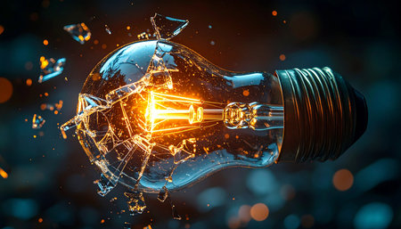 A brilliant idea bursts into existence, shattering the old ways of thinking.の素材