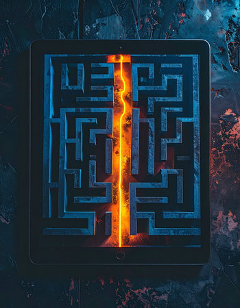 In a world of complex challenges and convoluted paths, a brilliant, fiery solution emerges, cutting directly through the heart of the problem.の素材