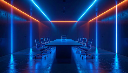 Step into the future of corporate strategy in this state-of-the-art boardroom.の素材