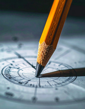 With intense focus, the sharp point of a graphite pencil meticulously traces a complex design.の素材